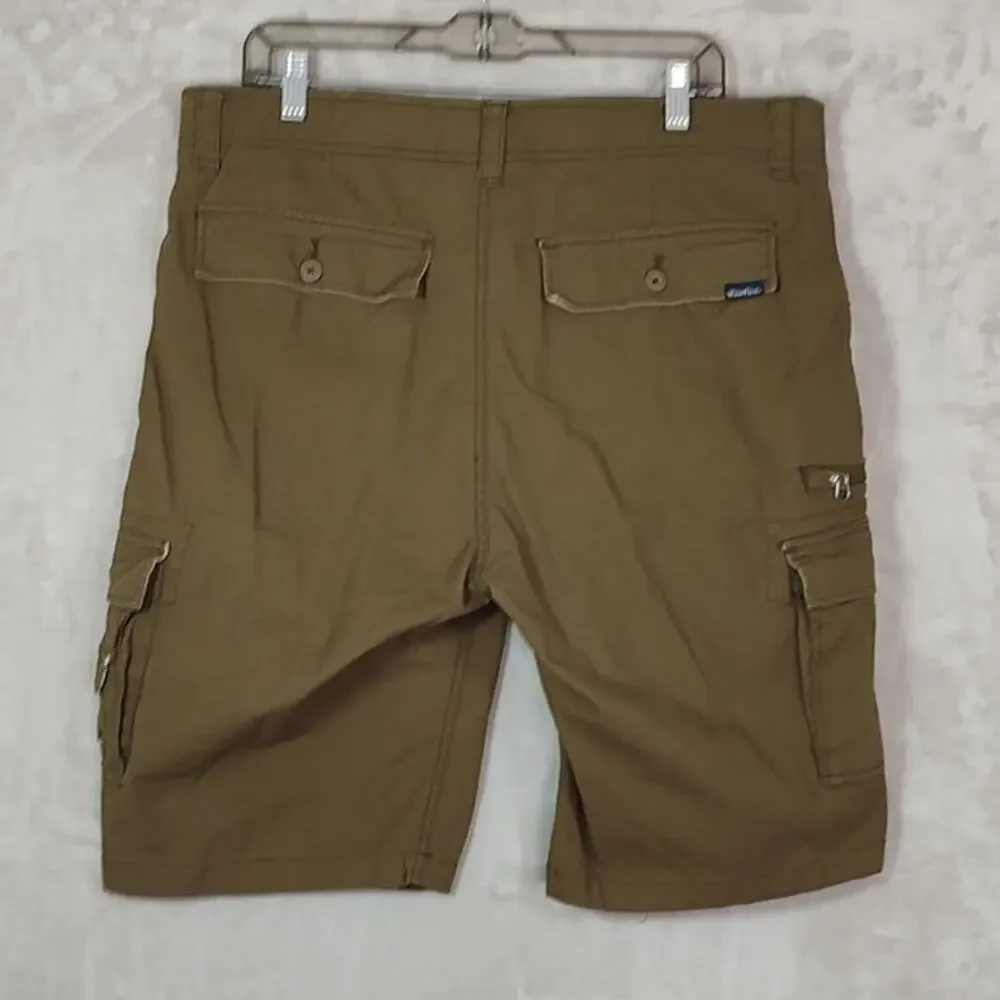 Wear First Men's Stretch Cargo Shorts Size 38 Brown Twill Flat Front Outdoors